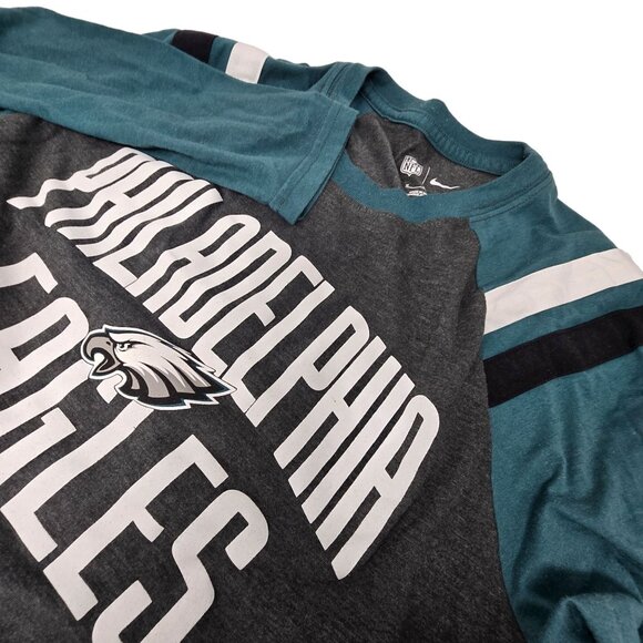 Nike NFL Philadelphia Eagles Tee‎ Shirt Medium Long Sleeve Gray Green - Picture 1 of 8